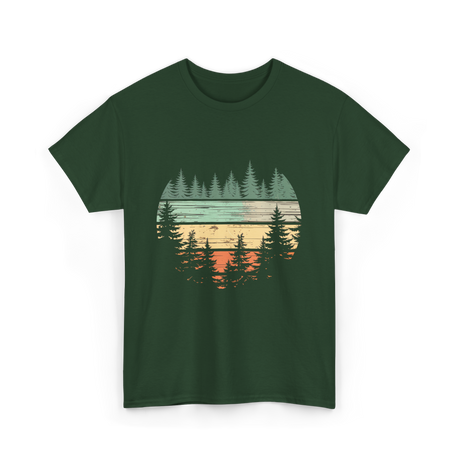 Retro Forest Nature Outdoors T-Shirt - Forest Green