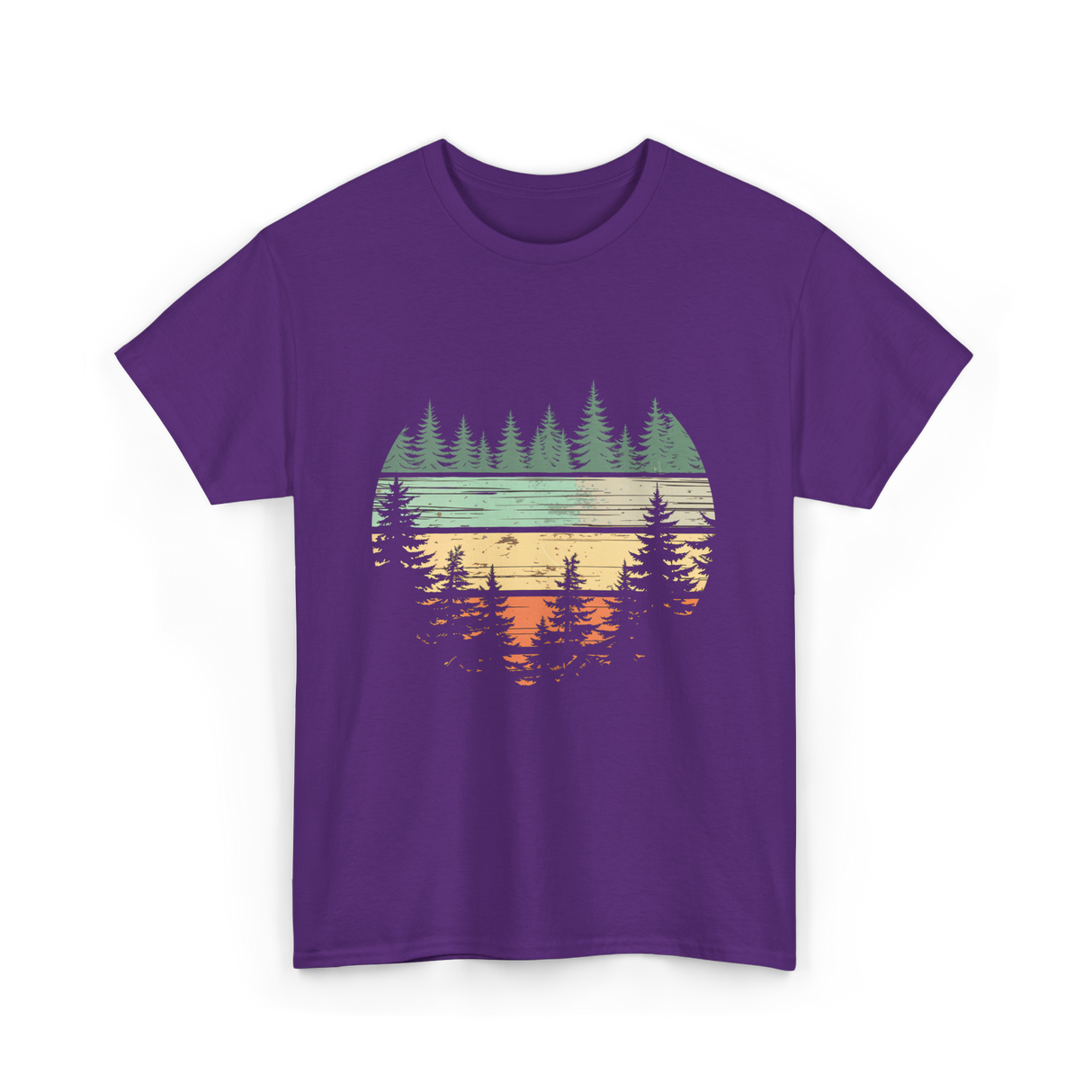 Retro Forest Nature Outdoors T-Shirt - Purple