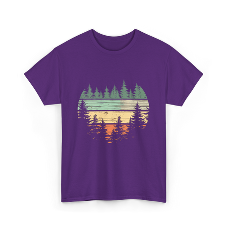 Retro Forest Nature Outdoors T-Shirt - Purple