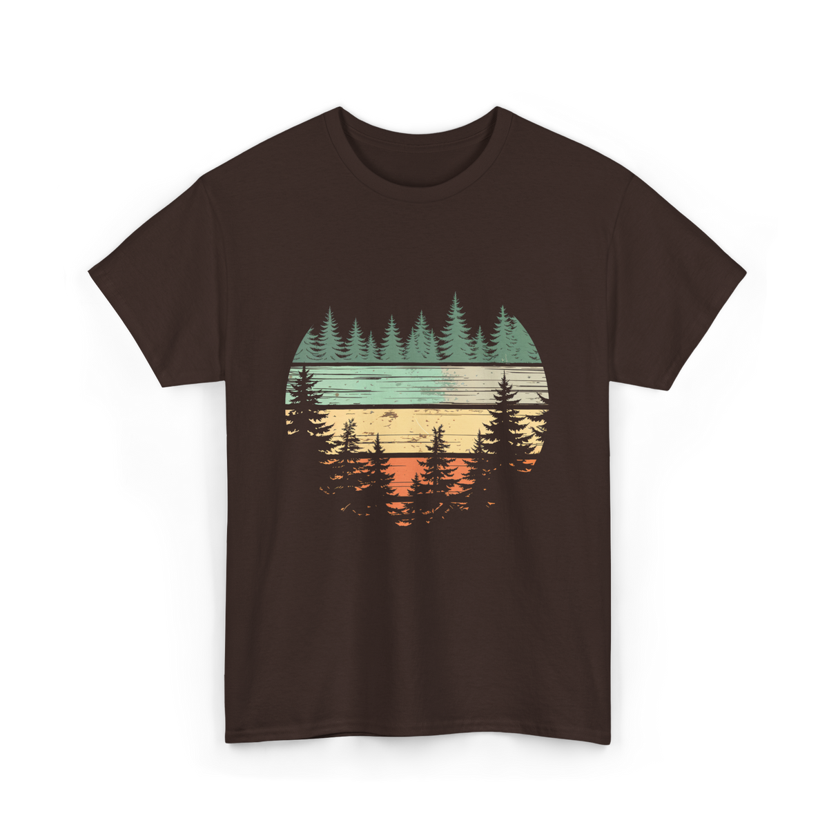 Retro Forest Nature Outdoors T-Shirt - Dark Chocolate