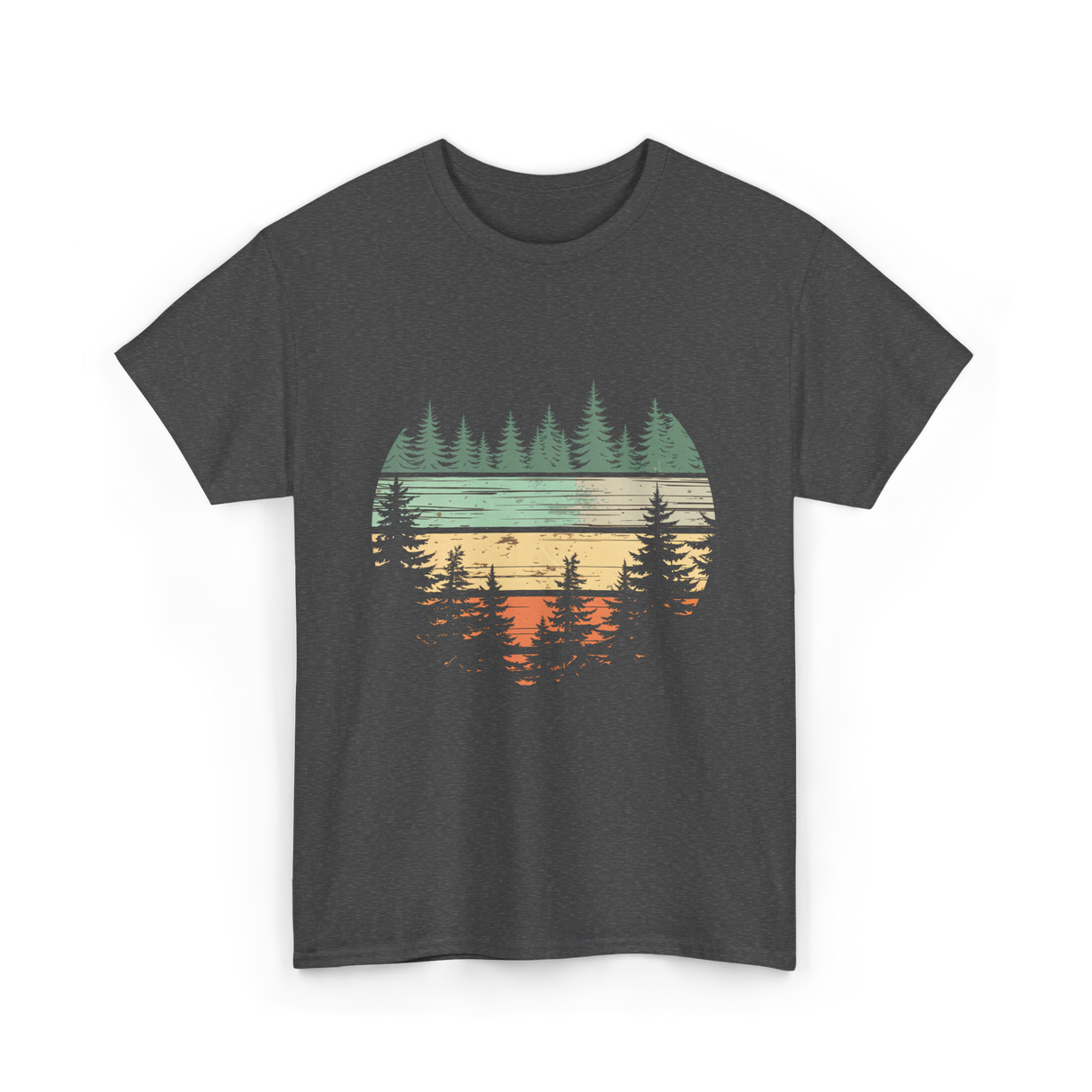 Retro Forest Nature Outdoors T-Shirt - Dark Heather