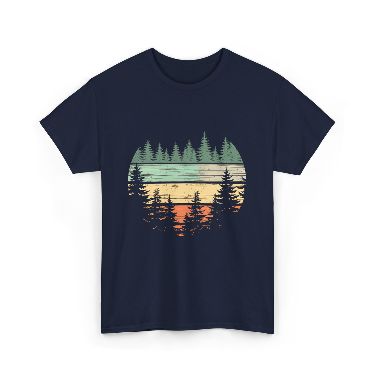 Retro Forest Nature Outdoors T-Shirt - Navy