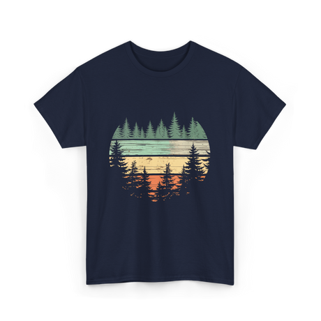 Retro Forest Nature Outdoors T-Shirt - Navy