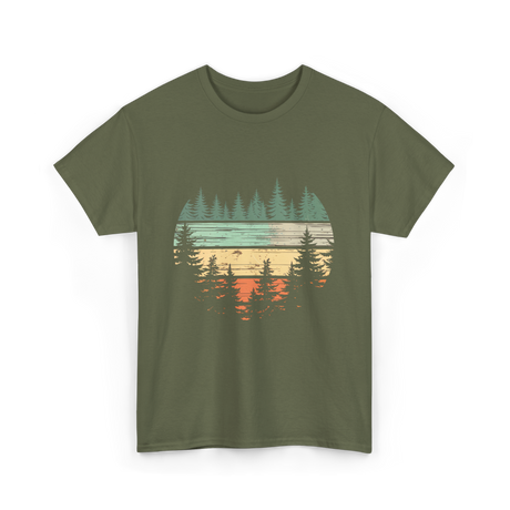 Retro Forest Nature Outdoors T-Shirt - Military Green