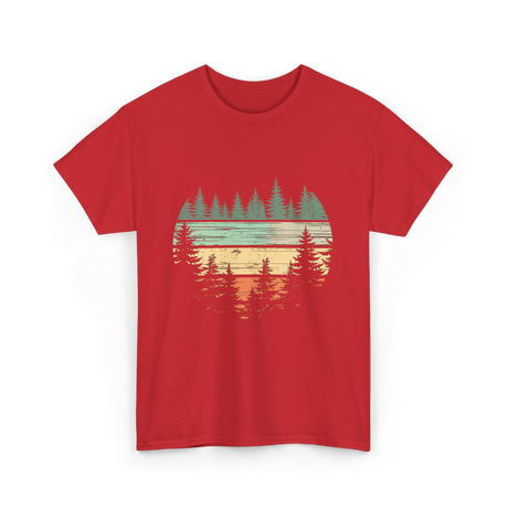 Retro Forest Nature Outdoors T-Shirt - Red