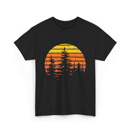 Retro Forest Trees Hiking Nature T-Shirt - Black