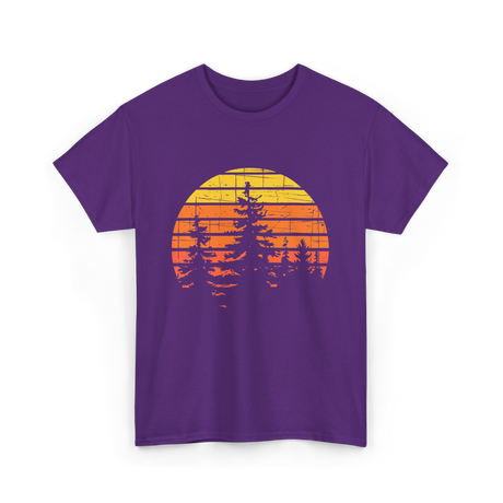 Retro Forest Trees Hiking Nature T-Shirt - Purple