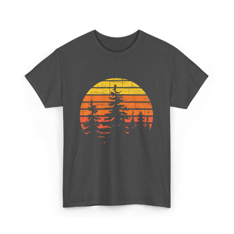 Retro Forest Trees Hiking Nature T-Shirt - Dark Heather