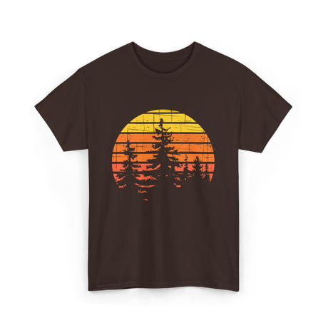 Retro Forest Trees Hiking Nature T-Shirt - Dark Chocolate