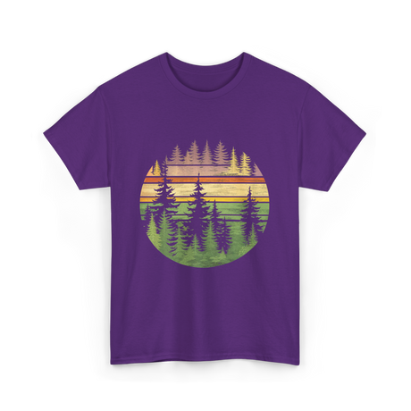 Retro Forest Trees Nature Outdoors T-Shirt - Purple