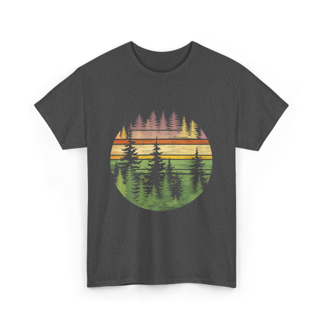 Retro Forest Trees Nature Outdoors T-Shirt - Dark Heather