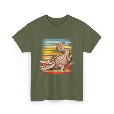 Retro Gator Crocodile Animal Lover T-Shirt - Military Green