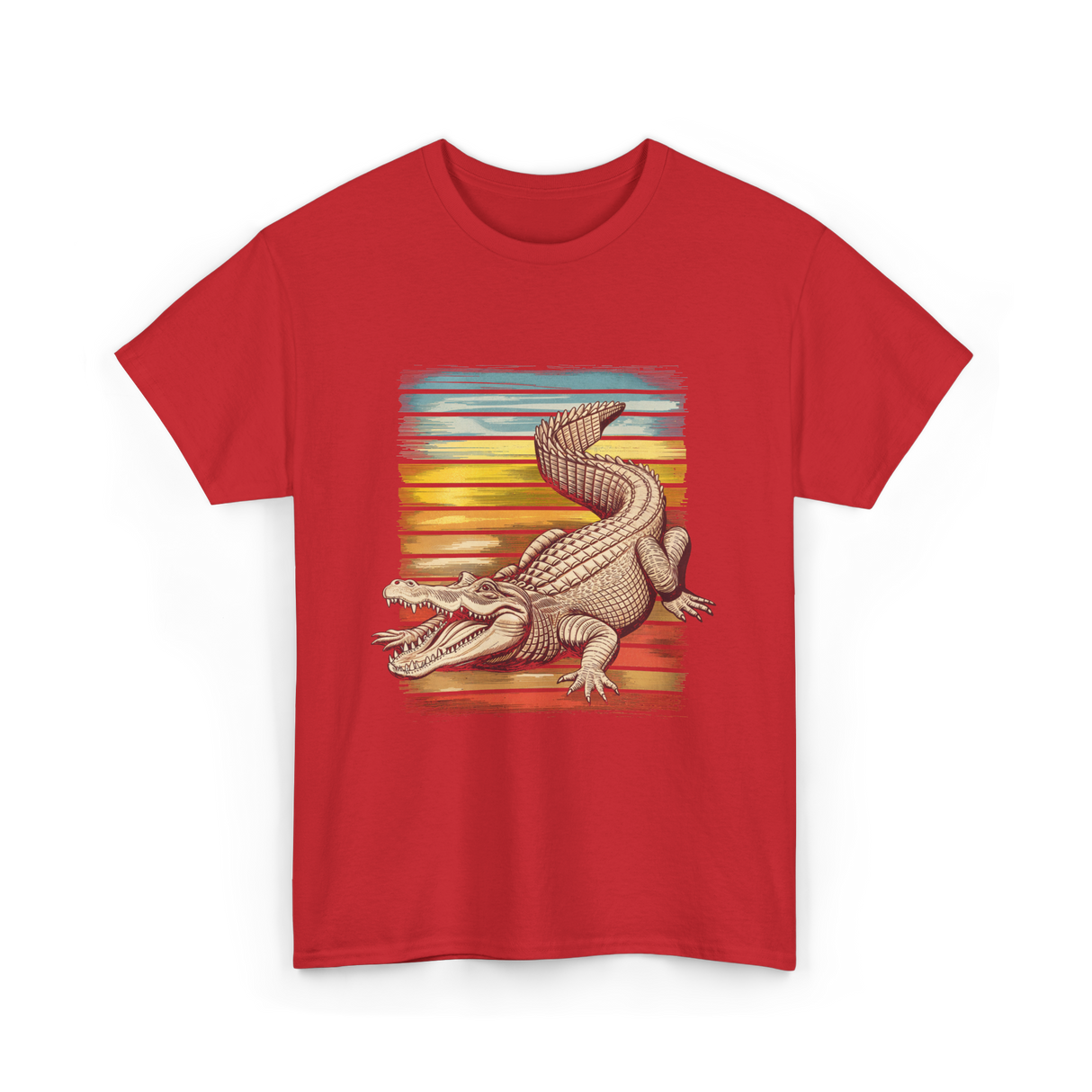 Retro Gator Crocodile Animal Lover T-Shirt - Red