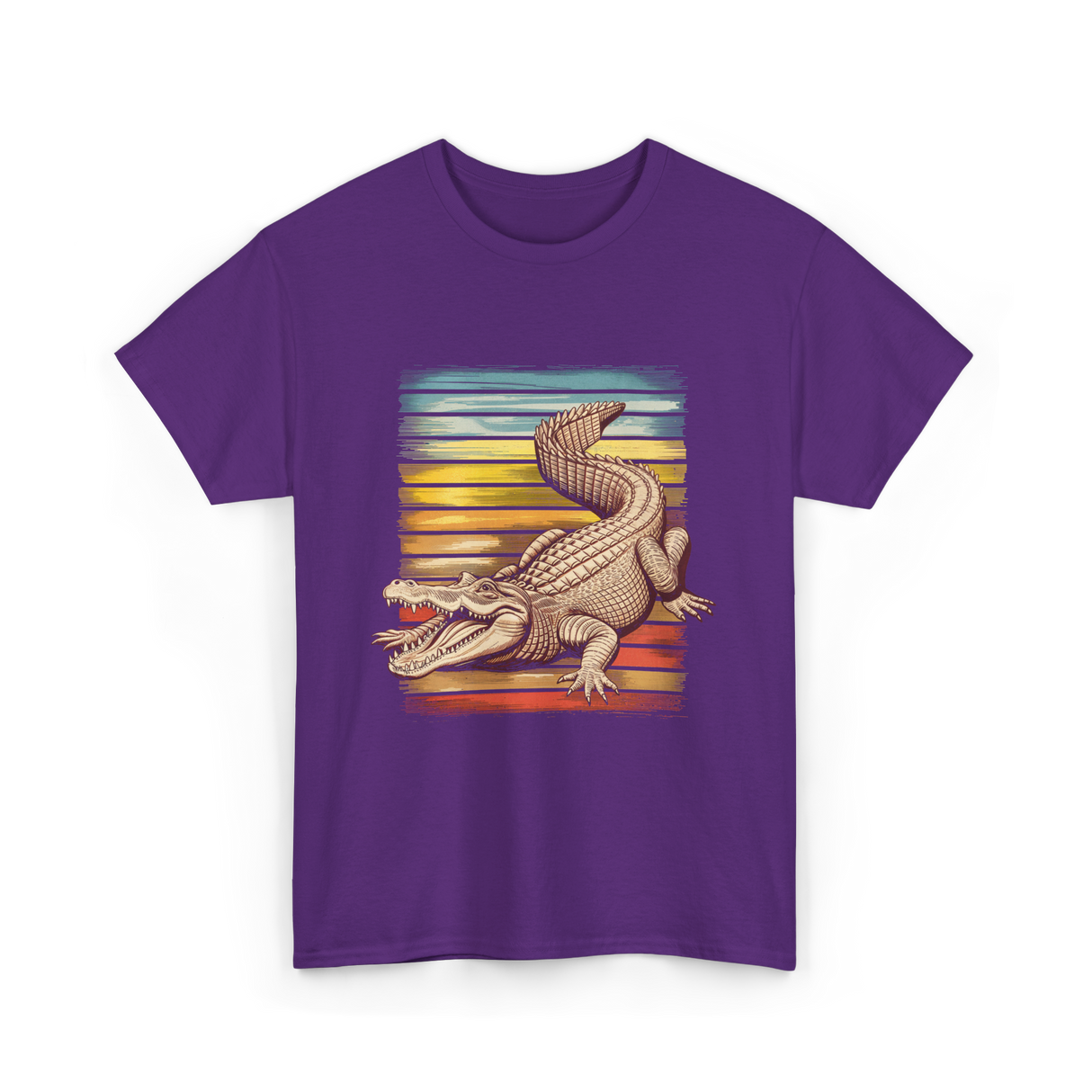 Retro Gator Crocodile Animal Lover T-Shirt - Purple