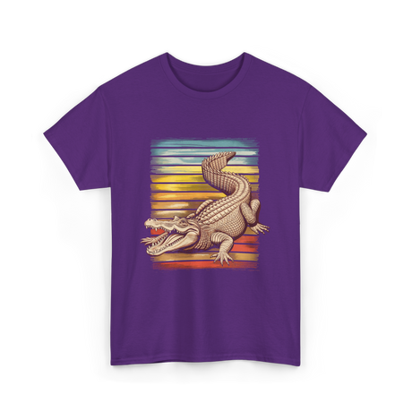 Retro Gator Crocodile Animal Lover T-Shirt - Purple