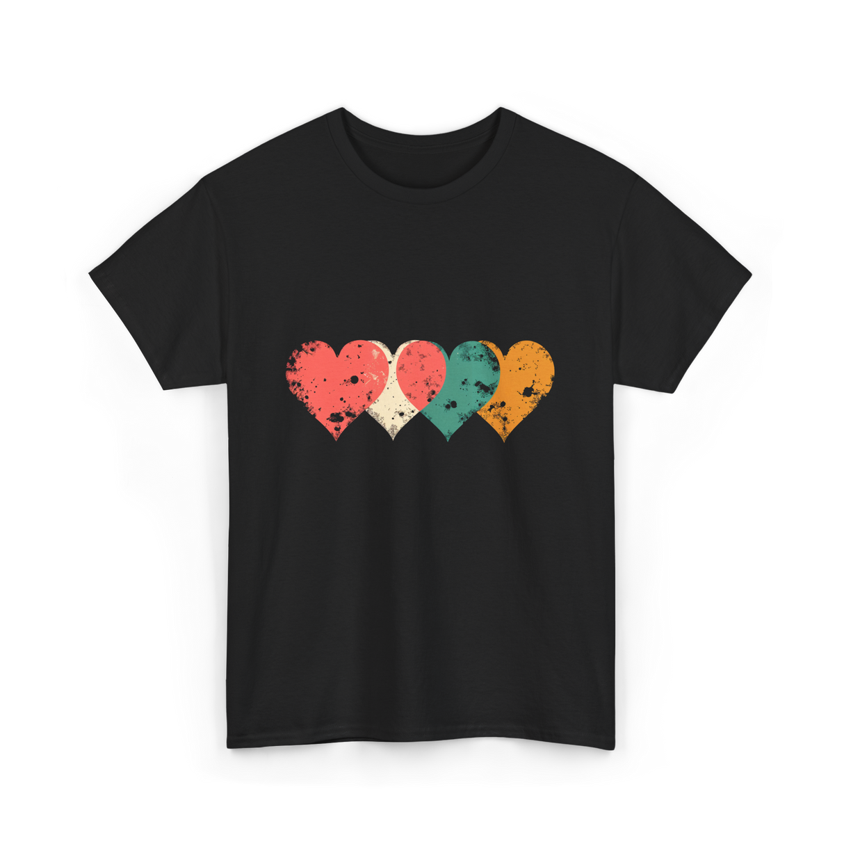 Retro Hearts T-Shirt - Black