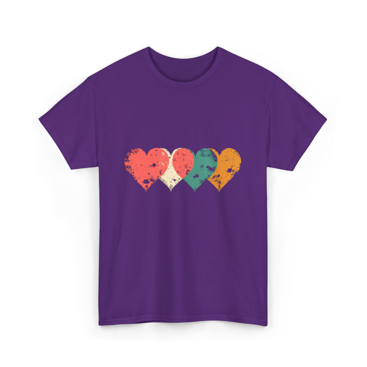 Retro Hearts T-Shirt - Purple