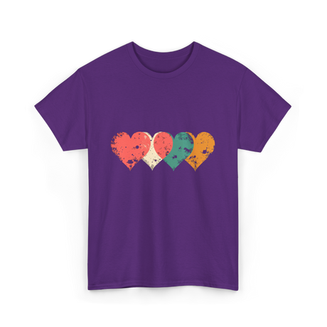 Retro Hearts T-Shirt - Purple