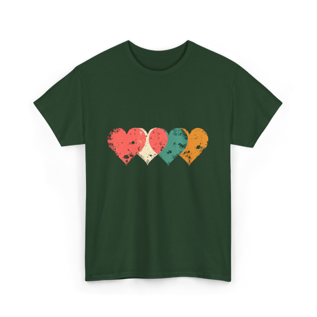 Retro Hearts T-Shirt - Forest Green