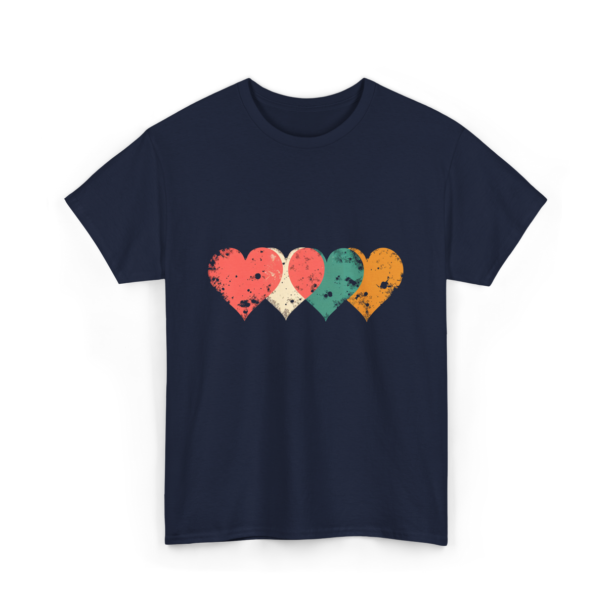 Retro Hearts T-Shirt - Navy