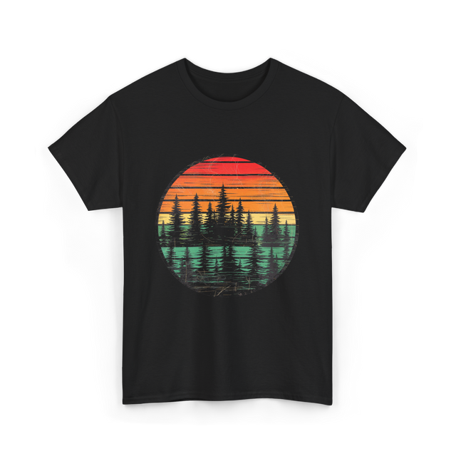 Retro Nature Trees T-Shirt - Black