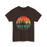 Retro Nature Trees T-Shirt - Dark Chocolate