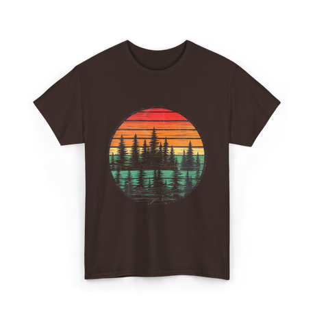 Retro Nature Trees T-Shirt - Dark Chocolate