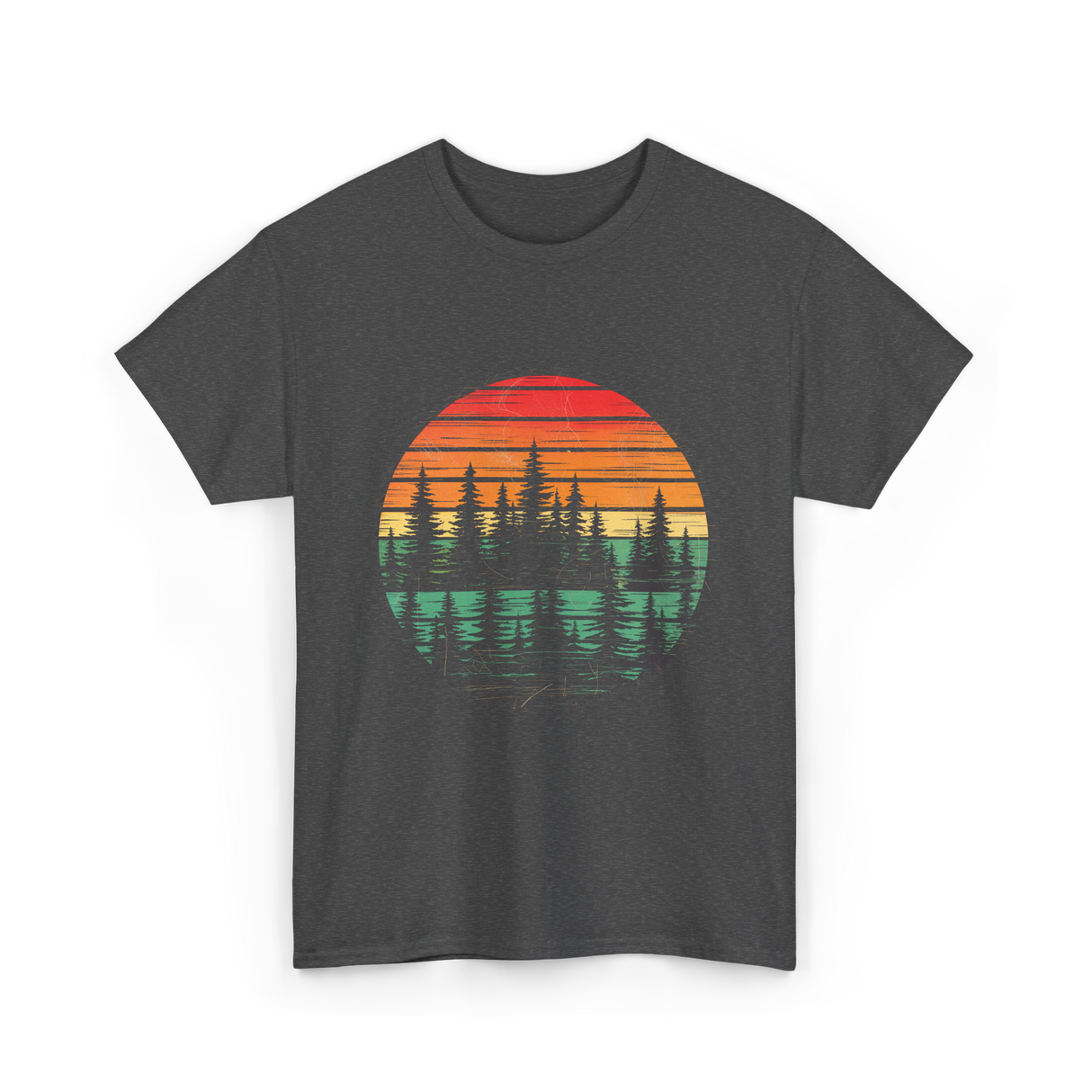 Retro Nature Trees T-Shirt - Dark Heather