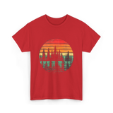 Retro Nature Trees T-Shirt - Red