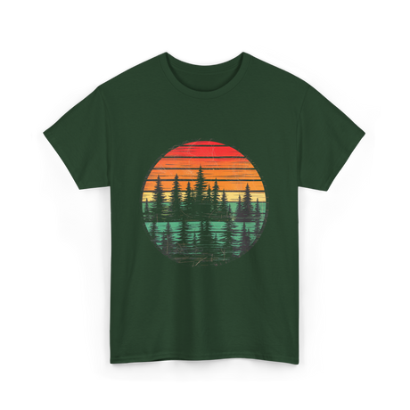 Retro Nature Trees T-Shirt - Forest Green