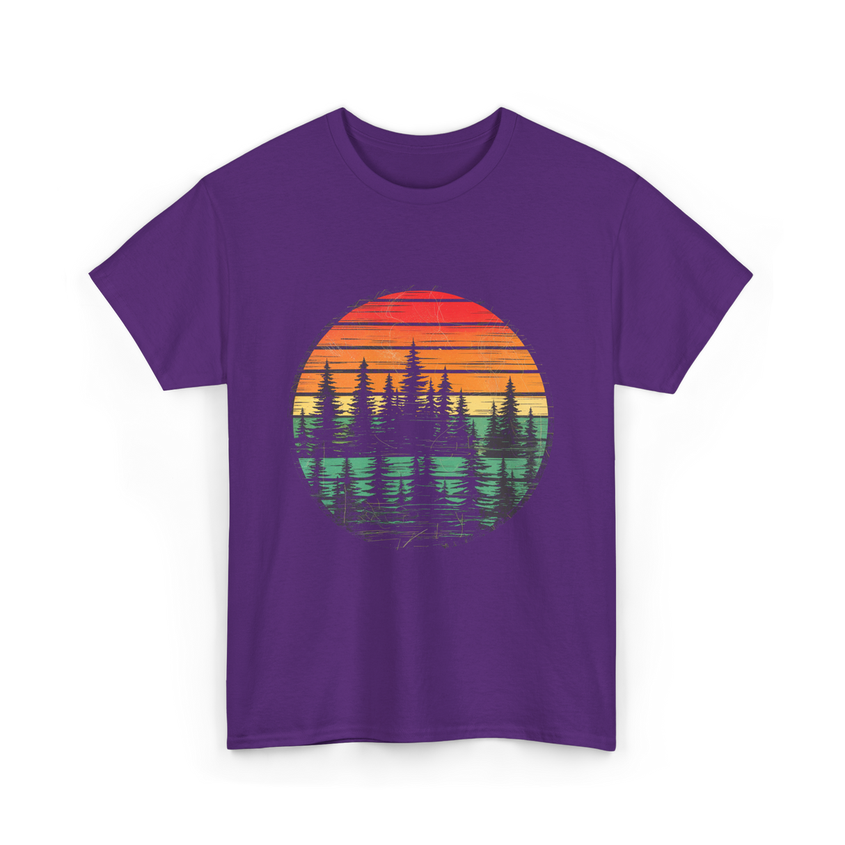 Retro Nature Trees T-Shirt - Purple