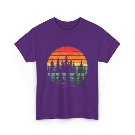 Retro Nature Trees T-Shirt - Purple