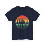 Retro Nature Trees T-Shirt - Navy