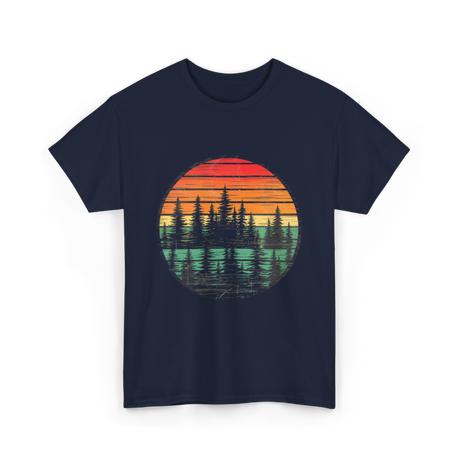 Retro Nature Trees T-Shirt - Navy