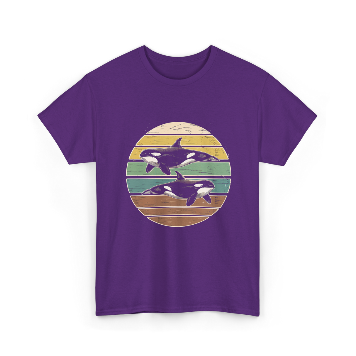 Retro Orca Wildlife T-Shirt - Purple