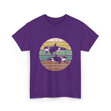 Retro Orca Wildlife T-Shirt - Purple