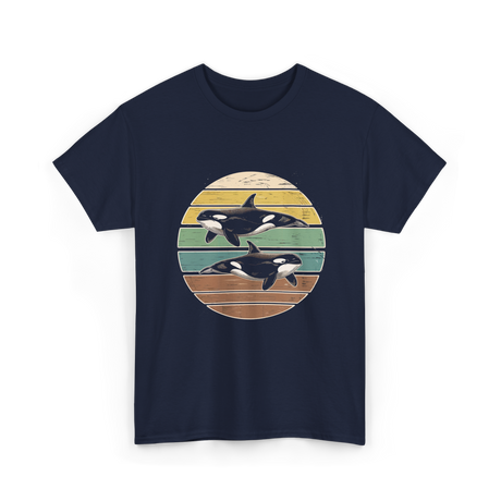 Retro Orca Wildlife T-Shirt - Navy