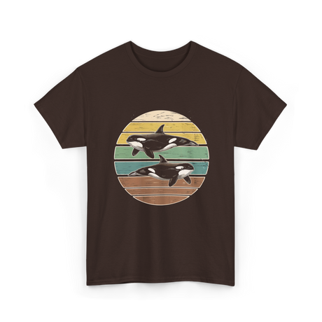 Retro Orca Wildlife T-Shirt - Dark Chocolate