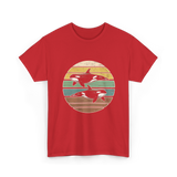 Retro Orca Wildlife T-Shirt - Red