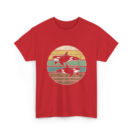 Retro Orca Wildlife T-Shirt - Red