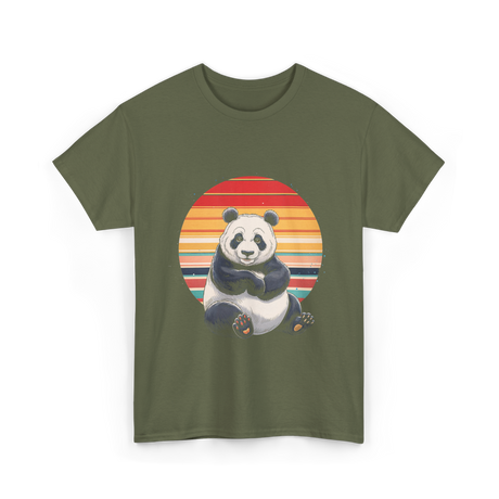 Retro Panda Kawaii Panda T-Shirt - Military Green