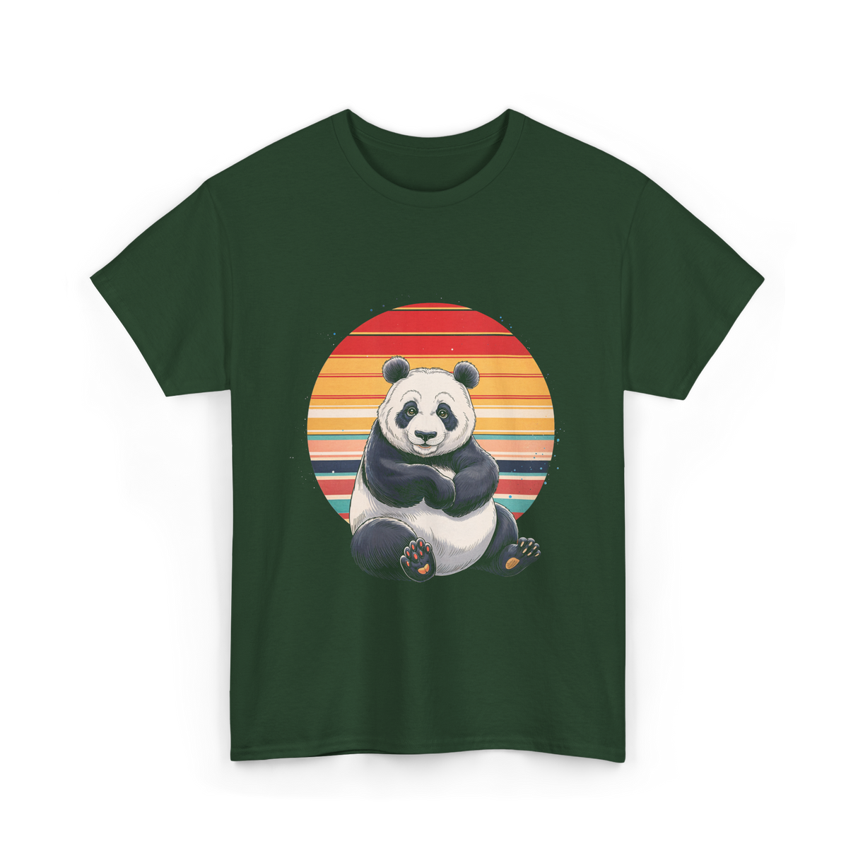 Retro Panda Kawaii Panda T-Shirt - Forest Green