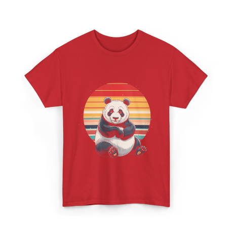 Retro Panda Kawaii Panda T-Shirt - Red