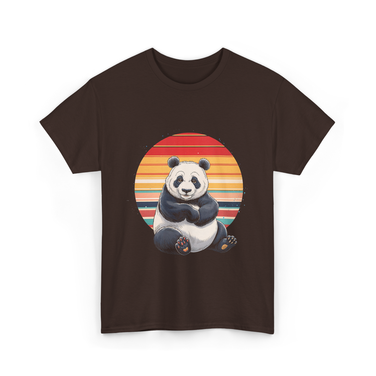 Retro Panda Kawaii Panda T-Shirt - Dark Chocolate