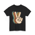 Retro Peace Sign V Fingers T-Shirt - Black