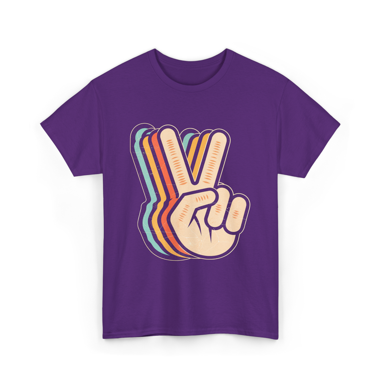 Retro Peace Sign V Fingers T-Shirt - Purple