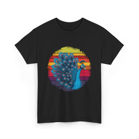 Retro Peacock Art Peacock T-Shirt - Black