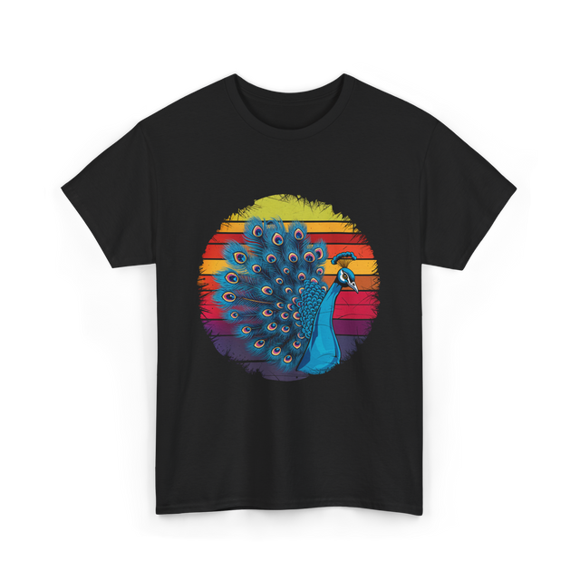 Retro Peacock Art Peacock T-Shirt - Black