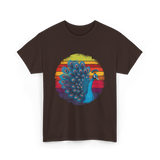 Retro Peacock Art Peacock T-Shirt - Dark Chocolate