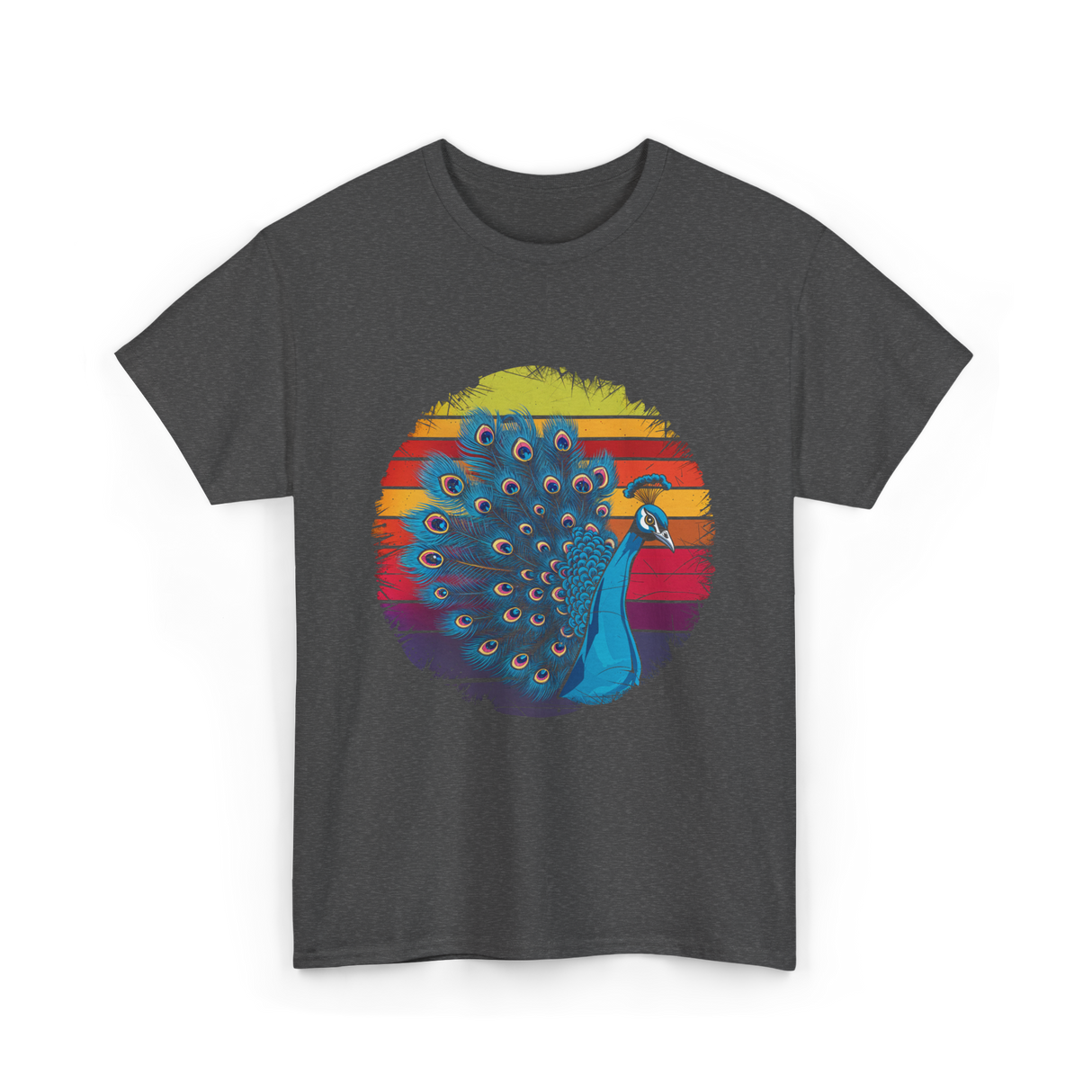 Retro Peacock Art Peacock T-Shirt - Dark Heather